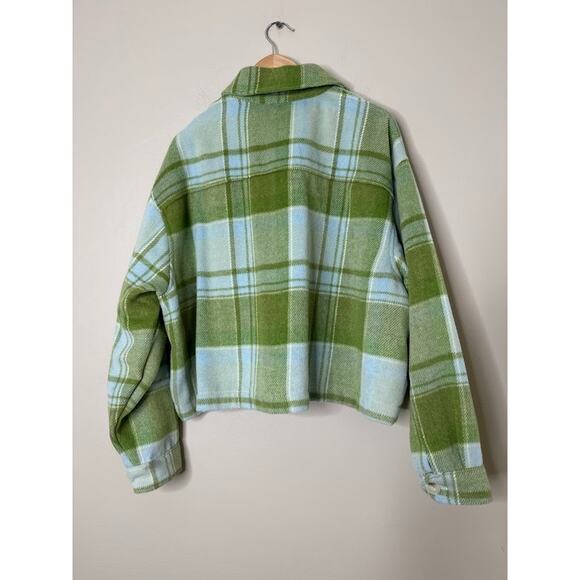 For The Republic Womens M Cropped Jacket Shacket Green Plaid Outdoor Button - Picture 4 of 10